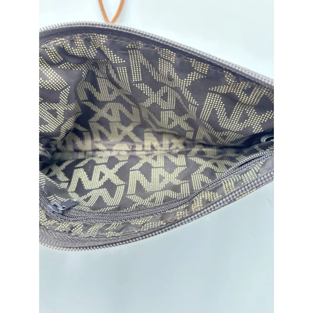 NX XN Monogram Crossbody Wristlet Purse Brown Logo Zip Clutch Bag Wallet